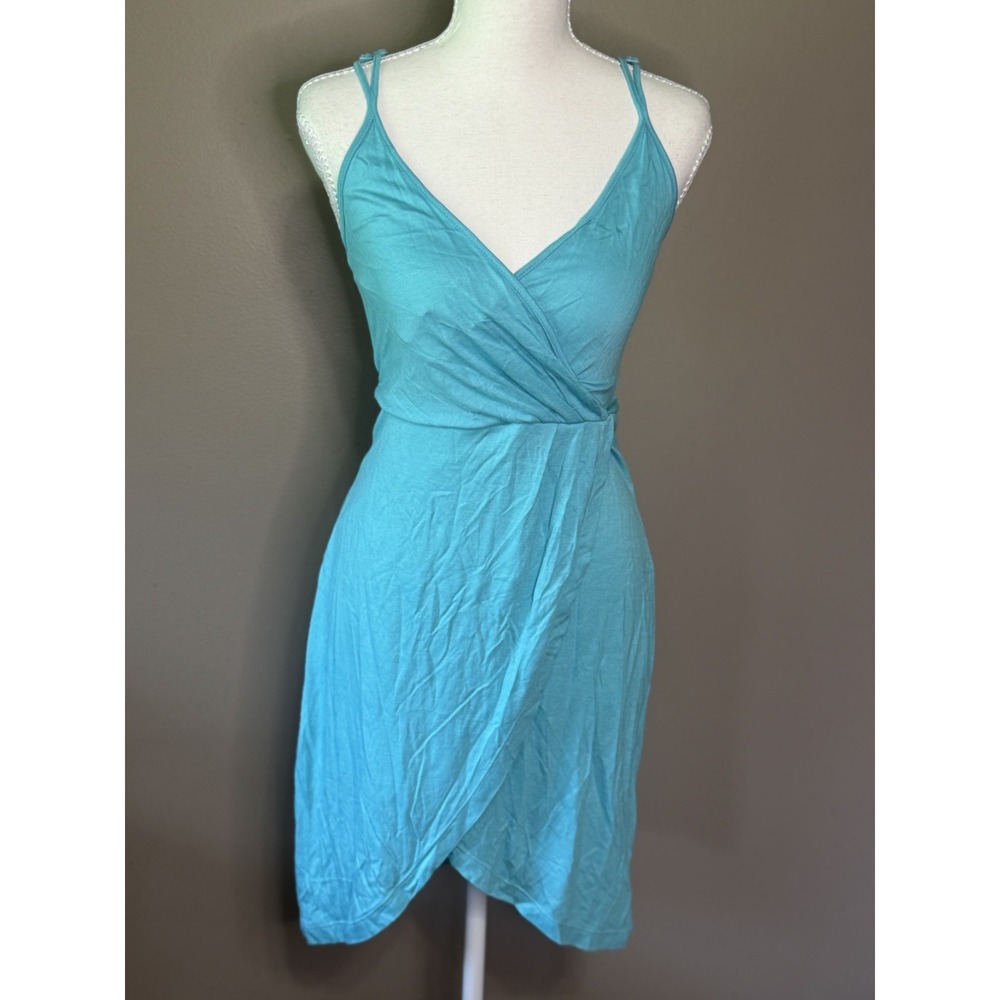 Guess Women Aqua Blue Sundress Sleeveless V-Neck Faux Tie R31K0900000 Size M